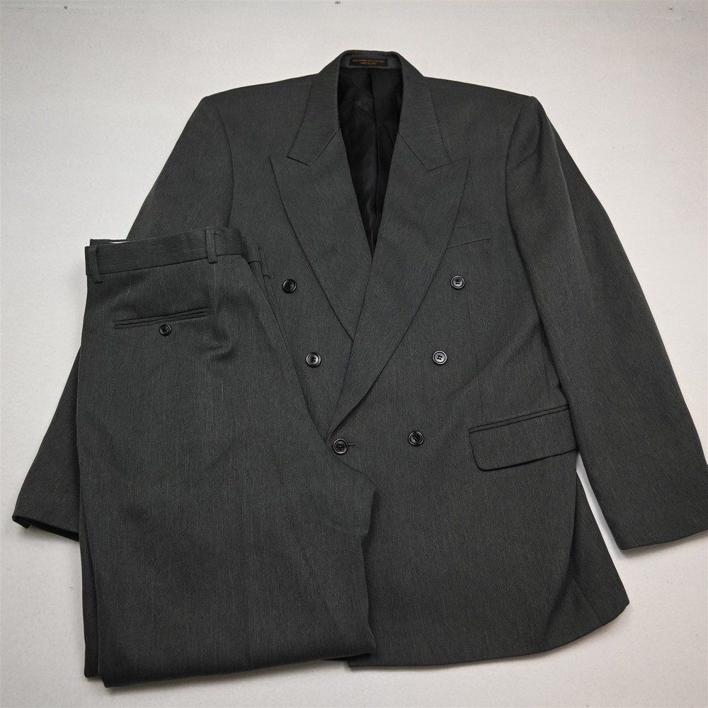 Raffini 42R 34x32 Gray Double Breasted Mens Jacket Pants Suit